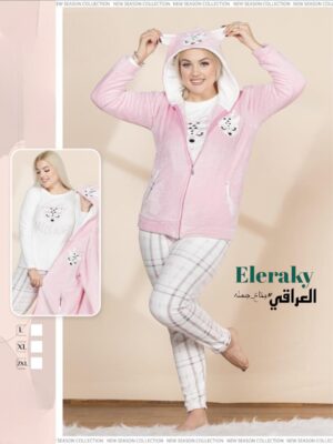 بجامة قطيفة 3 قطع حريمي شتوي
